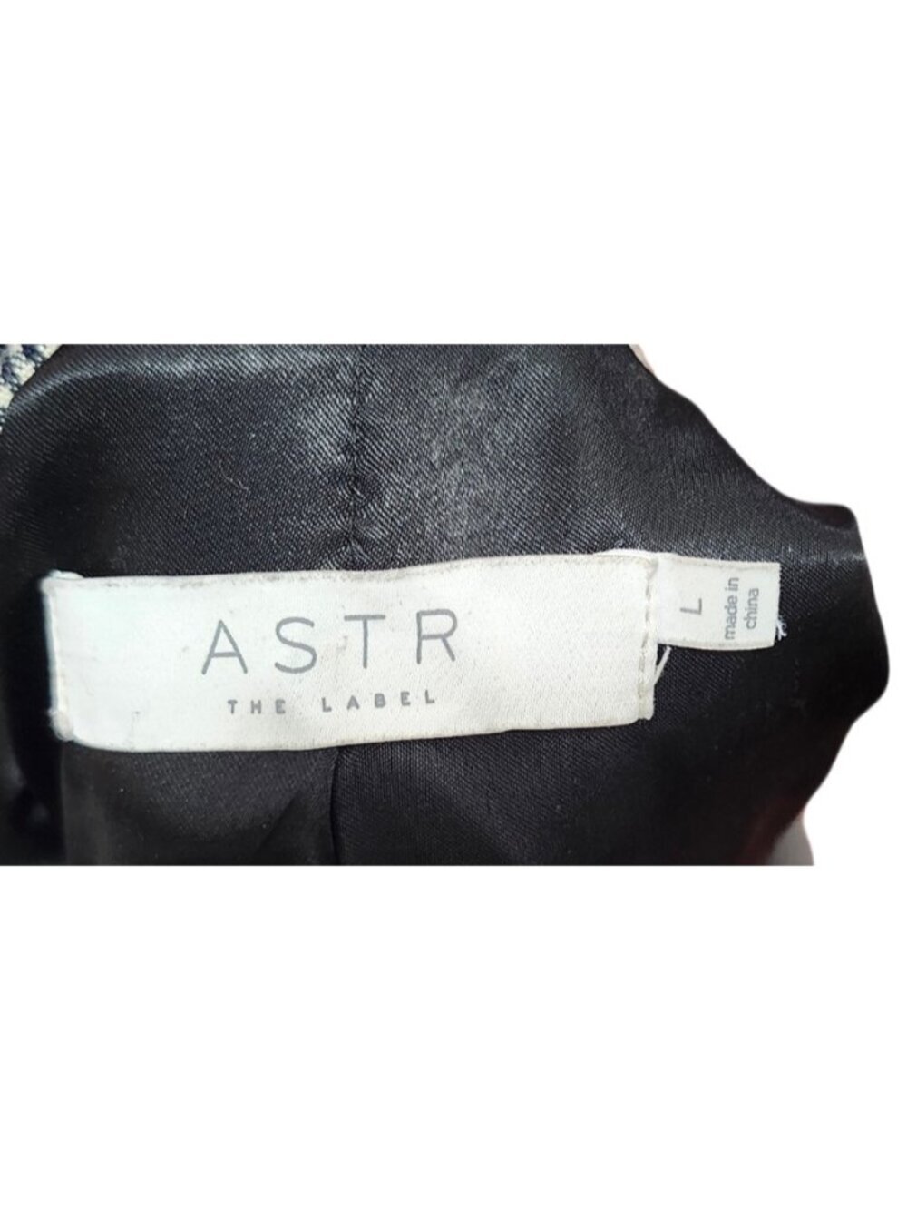ASTR The Label Houndstooth Blazer Women L Black White Check Tailored Jacket - Picture 6 of 10